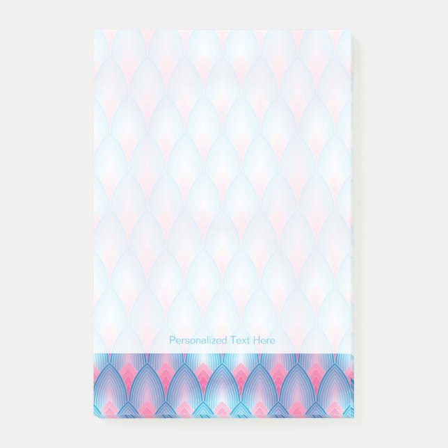Teal And Pink Petal Pattern Post-it Notes (Front)