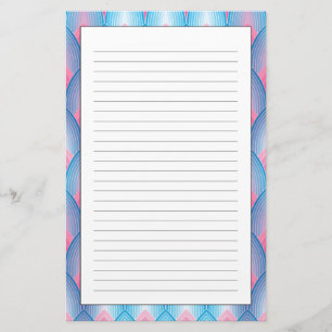Teal And Pink Petal Pattern Stationery