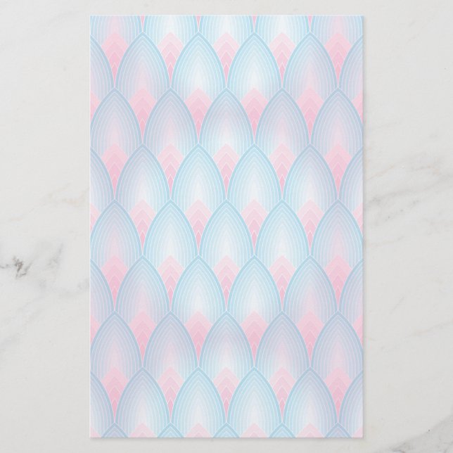 Teal And Pink Petal Pattern Stationery (Front)