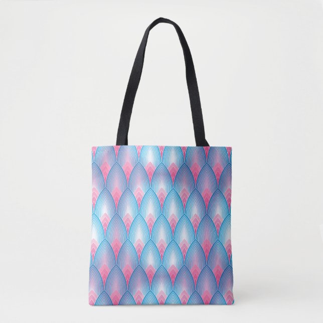 Teal And Pink Petal Pattern Tote Bag (Front)