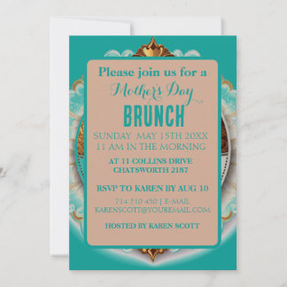 Teal and pink Scrapbook Style Mother's Day Invitation