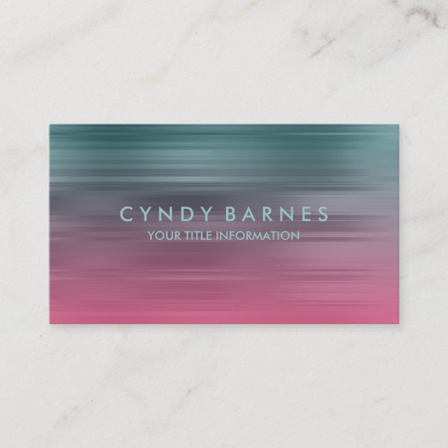 Teal and Pink Stripe Business Card (Front)