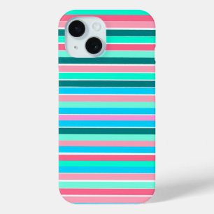 Teal and Pink Stripes  iPhone 15 Case