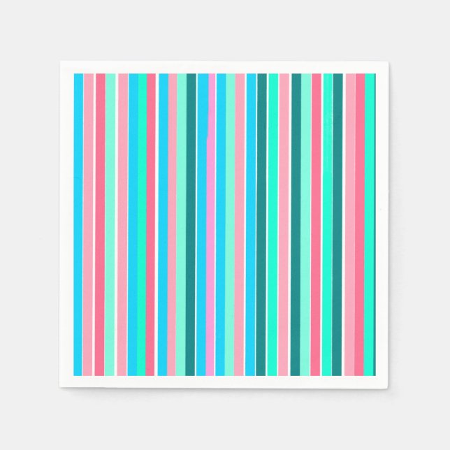 Teal and Pink Stripes  Napkin (Front)