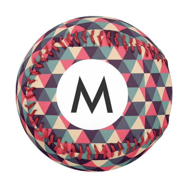 Teal And Pink Triangle Pattern Baseball (Front Left)