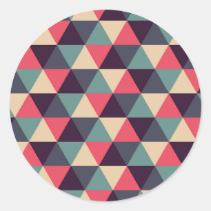 Teal And Pink Triangle Pattern Classic Round Sticker