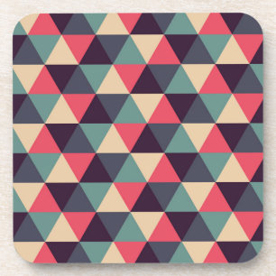 Teal And Pink Triangle Pattern Coaster