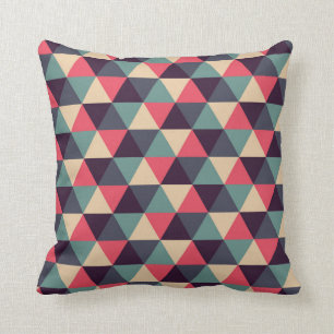 Teal And Pink Triangle Pattern Cushion