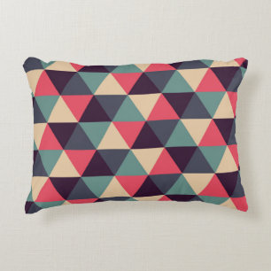 Teal And Pink Triangle Pattern Decorative Cushion