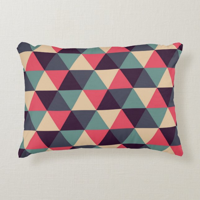 Teal And Pink Triangle Pattern Decorative Cushion (Front)