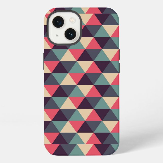 Teal And Pink Triangle Pattern iPhone Case (Back)