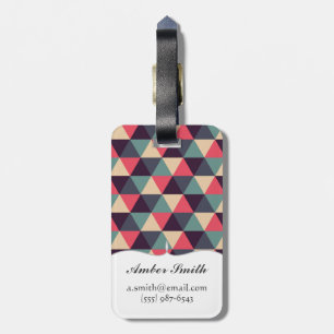 Teal And Pink Triangle Pattern Luggage Tag