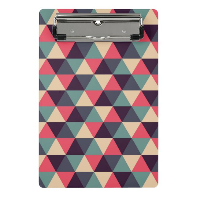 Teal And Pink Triangle Pattern Mini Clipboard (Front)
