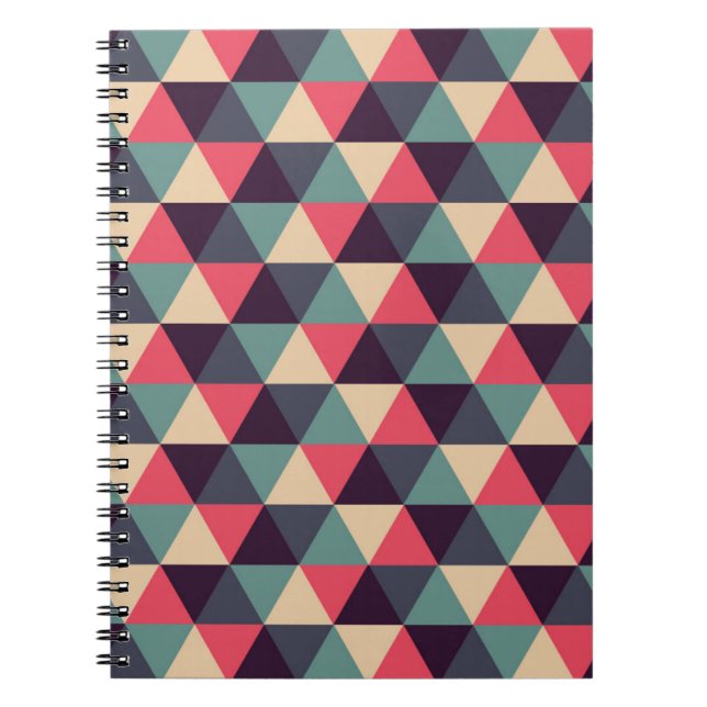 Teal And Pink Triangle Pattern Notebook (Front)