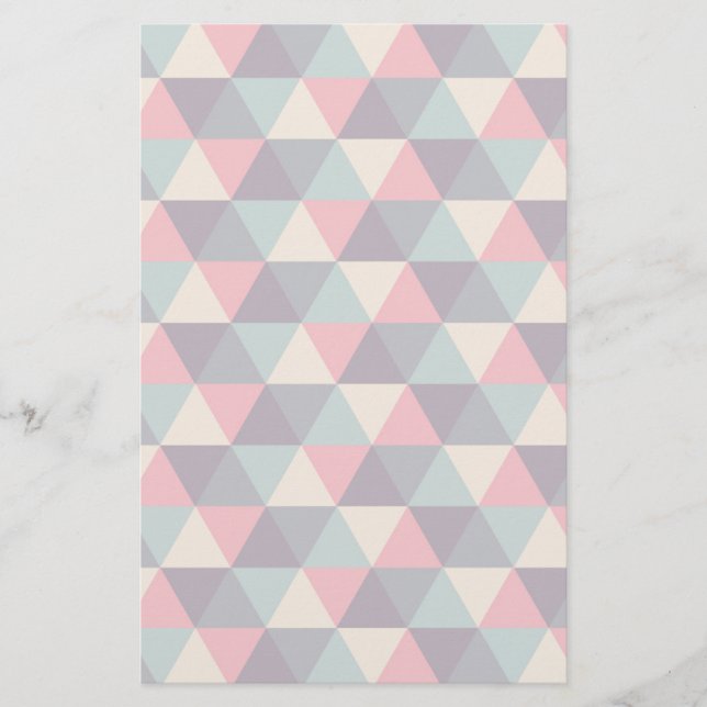 Teal And Pink Triangle Pattern Stationery (Front)