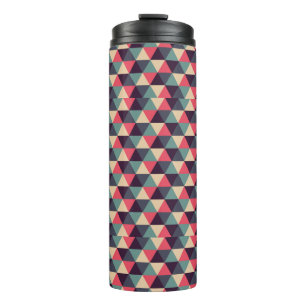 Teal And Pink Triangle Pattern Thermal Tumbler