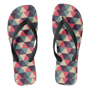 Teal And Pink Triangle Pattern Thongs