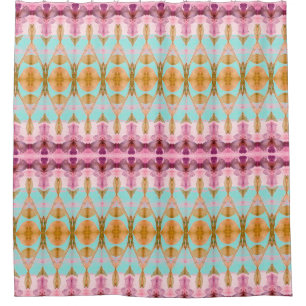 Teal And Pink Watercolour Shower Curtain