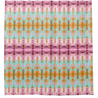 Teal And Pink Watercolour Shower Curtain