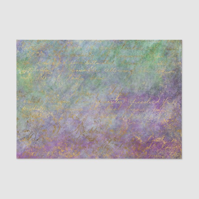 Teal and Purple Abstract Peacock Colours Decoupage Tissue Paper (Front)