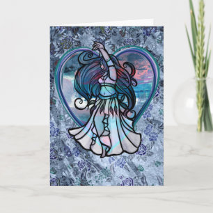 Teal and Purple Belly Dancer Love Heart Card