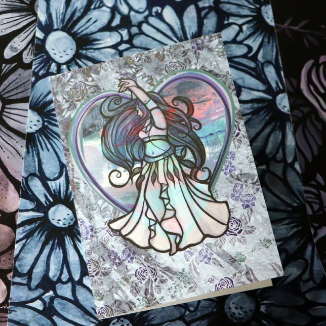 Teal and Purple Belly Dancer Love Heart       Card (Creator Uploaded)