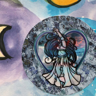 Teal and Purple Belly Dancer Love Heart            Classic Round Sticker