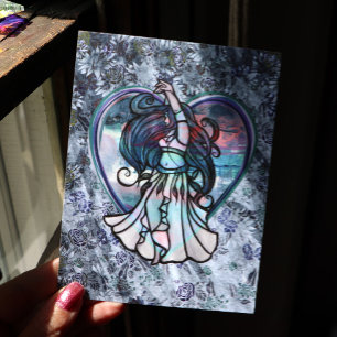 Teal and Purple Belly Dancer Love Heart Postcard