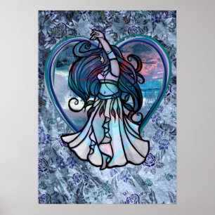 Teal and Purple Belly Dancer Love Heart       Poster