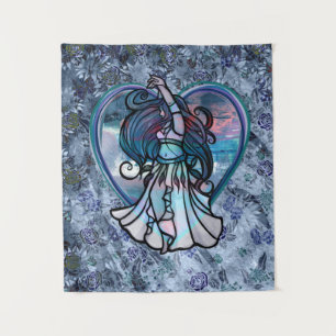 Teal and Purple Belly Dancer Love Heart Tapestry