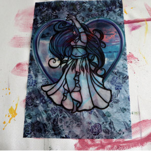 Teal and Purple Belly Dancer Love Heart            Tissue Paper