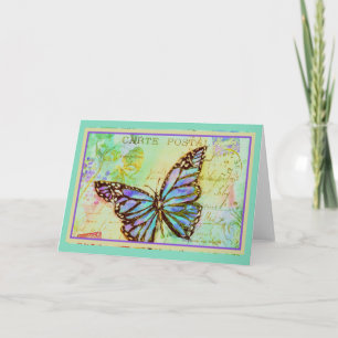 Teal and purple butterfly card
