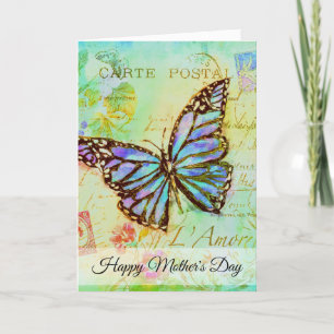 Teal and purple butterfly holiday card