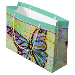 Teal and purple butterfly large gift bag