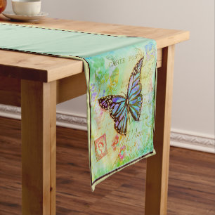 Teal and purple butterfly  medium table runner