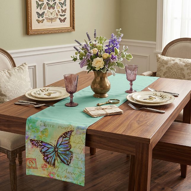 Teal and purple butterfly  medium table runner (Creator Uploaded)