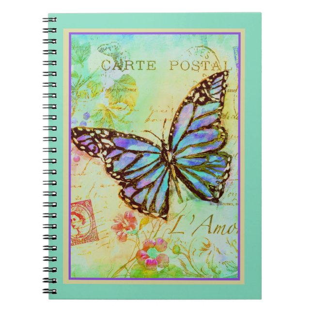 Teal and purple butterfly  notebook (Front)