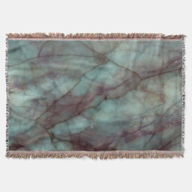 Teal and Purple Fluorite Marble Throw Blanket (Front)