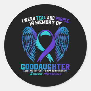 Teal And Purple For My Goddaughter Suicide Awarene Classic Round Sticker