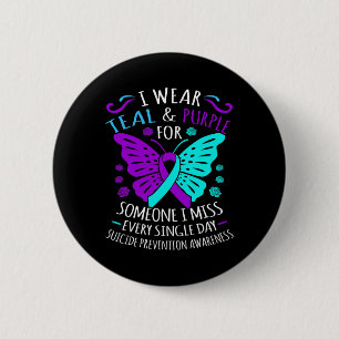 Teal And Purple Happy Suicide Awareness Support Gr 6 Cm Round Badge