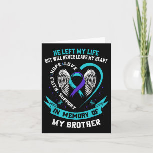 Teal And Purple In Memory Of My Brother Suicide Aw Card