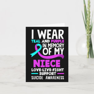 Teal And Purple In Memory Of My Niece Suicide Prev Card