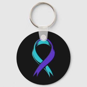 Teal And Purple Loss Of Grandpa Suicide Prevention Key Ring