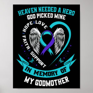 Teal And Purple Ribbon Suicide Awareness Shirt God Poster