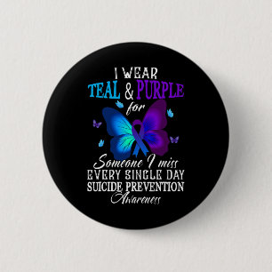 Teal and Purple Ribbon Suicide Prevention Awarenes 6 Cm Round Badge