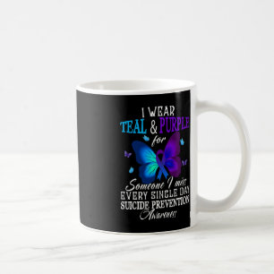 Teal and Purple Ribbon Suicide Prevention Awarenes Coffee Mug