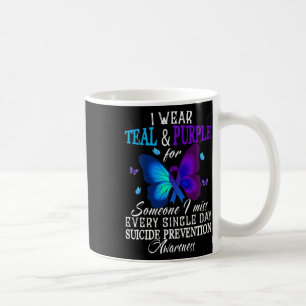 Teal And Purple Ribbon Suicide Prevention Awarenes Coffee Mug