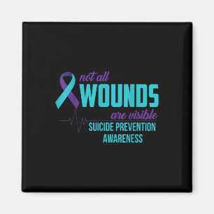 Teal And Purple Ribbon Suicide Prevention Awarenes Magnet
