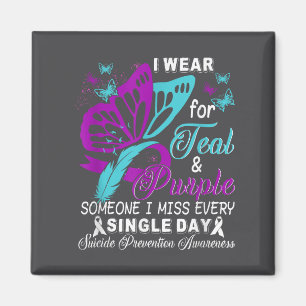 Teal And Purple Ribbon Suicide Prevention Awarenes Magnet