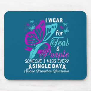 Teal And Purple Ribbon Suicide Prevention Awarenes Mouse Pad